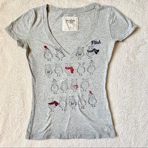 A&F grey owl graphic v-neck short sleeve tee sz XS